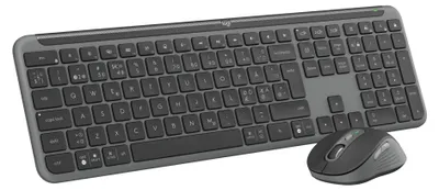 Produktbild von Logitech Signature Slim Combo MK950, Kabellos, RF Wireless + Bluetooth, Scherenschalter, QWERTY, Graphit, Maus enthalten