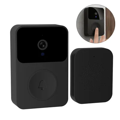 Produktbild von Intelligente Video-Türklingel, HD Nachtsicht, 2-Wege-Audio, Bewegungserkennung, Cloud-Speicher, App-Steuerung, 365 Tage Akku, 2.4G WLAN (Schwarz)