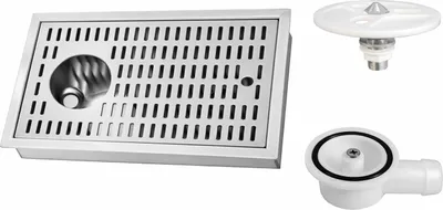 Produktbild von Tropfblech aus Edelstahl zum Einlassen inklusive Gläserdusche 4 Teile 480x313mm