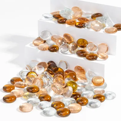 Image de Billes de verre plates - Galets de verre décoratifs pour aquariums et aménagement de jardins - 17–19 mm - 450 g - Mélange de 3 couleurs
