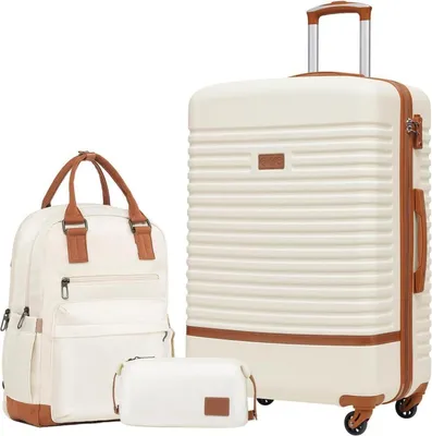 Immagine prodotto di COOLIFE set di valigie ABS a guscio duro 4 ruote TSA lock bianco/marrone