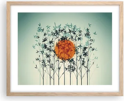 Produktbild von Gerahmtes Poster - Rahmen in heller Eiche - Westen Sonne Gras - 50x40 cm - Wand Bild - Wanddeko - Wandbilder - Kunstposter - Wandposter - Bilderrahmen - Bilder - Kunstdruck - P2NAA50x40-5104