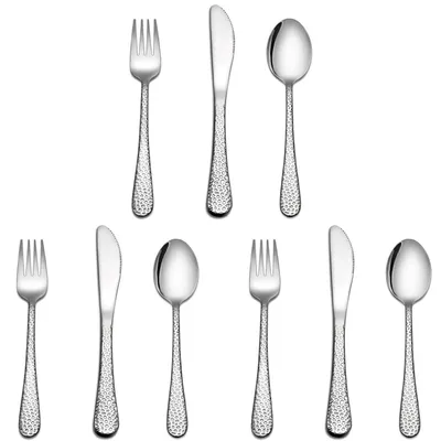 Image de Ensemble de couverts pour enfants, 9 pièces, en acier inoxydable avec manche ergonomique, comprenant 3 couteaux, 3 cuillères et 3 fourchettes, lavable au lave-vaisselle, idéal pour les jeunes enfants