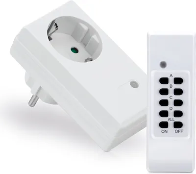 Produktbild von conecto® Funksteckdosen Set: 1x Funksteckdose und 1x Fernbedienung, 1100 Watt,  weiß