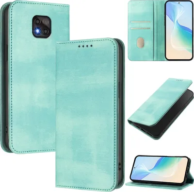 Immagine prodotto di Custodia per Motorola Moto G Power 2021, custodia in pelle vintage con protezione RFID, slot per schede, supporto Turchese