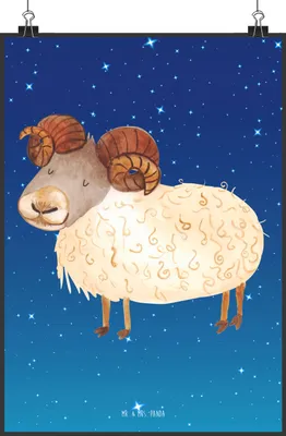Produktbild von Mr. & Mrs. Panda Bild Sternzeichen Widder DIN A1 - Sternenhimmel Blau - Geschenk, Geburtstag April, Wandbild, drucke, Bock, Posterdruck, wanddeko, Schafbock, Plakat, März