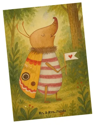 Produktbild von Mr. & Mrs. Panda Postkarte Nachtfalter Fähnchen Design - Weiß - Geschenk, Käfer, Spruch Lustig, Grußkarte, Postkarten, Ansichtskarte, Lustige Sprüche, Ansichtskarten, Süß