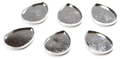 Produktbild von Vintageparts Fassungen Tropfen Messing silberfarben Cabochon 14 x 10 mm, 10 Stück