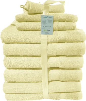 Produktbild von Buymax Handtuch Badetuch Gästetuch Waschlappen Duschtuch Badvorleger Handtücher Set 10tlg. 480 g/m² in Farbe:Beige
