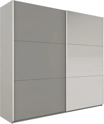 Produktbild von Furniture24 Kleiderschrank VIGO 120 Schwebetürenschrank Schrank mit Schiebetür 2 Kleiderstangen 4 Einlegeboden Platinum mit Spiegel , 200 cm breit