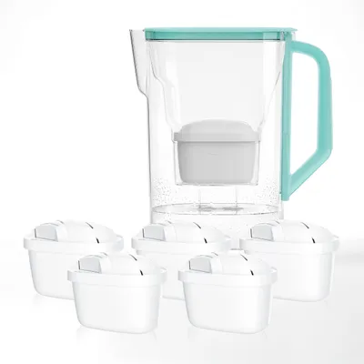 Produktbild von Wessper Wasserfilter Kanne für Kühlschranktür 2,7L set mit 6 filter - Minze