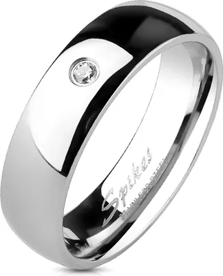 Produktbild von viva adorno Gr.57 (18,1 mm Ø) Band Ring Edelstahl Silber Poliert mit Zirkonia Damenring Herrenring RS56sz