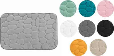 Produktbild von Badematte 50x80 Steine Badteppich Badvorleger Duschvorleger Badeteppich Teppich, Farbe:Rosa