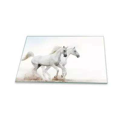 Produktbild von Herdabdeckplatte Glaskeramik 1 Teilig 80x52 Tiere Weiß Abdeckung Glas Spritzschutz