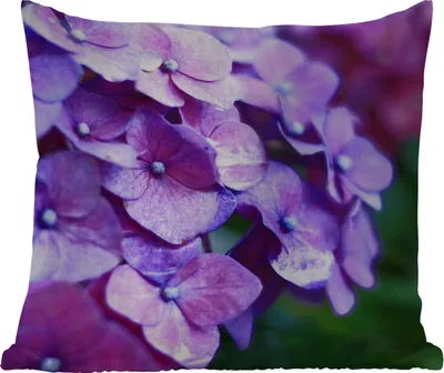 Produktbild von MuchoWow® Outdoor Kissen - Blumen - Lila - Hortensie - Natur - Blütenblätter - 45x45 cm - Wetterfest - Lounge Kissen - Fotokissen - Dekoratives Kissen