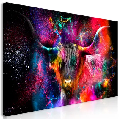 Immagine prodotto di Murale mega XXXL animale 250x125 cm pezzo unico formato XXL stampa d'arte per auto montaggio stampe su tela quadri moderni decorazione murale fai da te decorazione casa Highland colore macchie astratto g-C-0335-ak-e