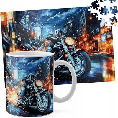 Obrázok produktu pre SADA: HRNČEK + PUZZLE (110 dielikov) - MOTOCYKEL