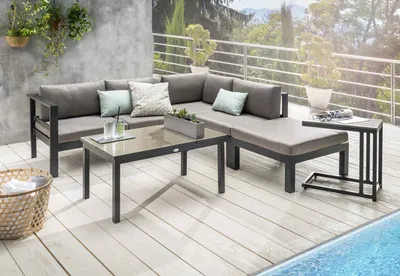 Produktbild von Destiny Loungeset ARENAL, Tisch 100x60x49/56cm, Beistelltisch 60x35x58cm