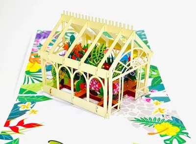 Obrázek produktu pro 3D pop-up skleníkové přání s květinami a motýly dárkové přání k výročí a narozeninám