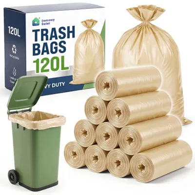 Obrázok produktu pre Žlté Klasické Odpadkové Vrecie, Odolné, Vysokokvalitné, Univerzálne, 120 L, 10 Rolí