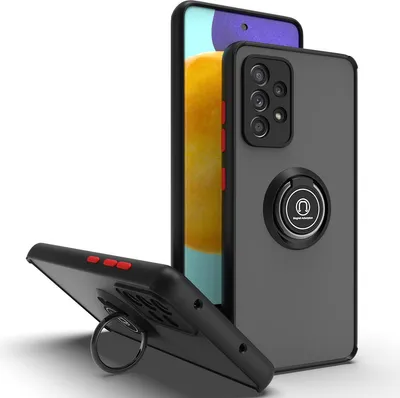 Produktbild von Samsung A52 Hülle, Ring Halter Ständer Matte Transluzent TPU Rahmen Stoßfest Schutzhülle für Samsung Galaxy A52 5G / 4G Dunkelgrau