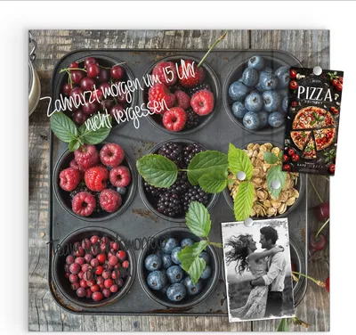 Produktbild von Magnettafel 30x30cm Pinnwand Whiteboard beschreibbar - Bunte Beeren