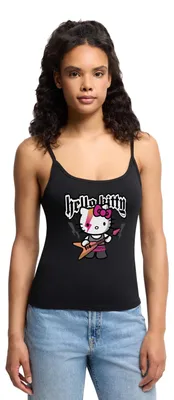 Produktbild von Spreadshirt Hello Kitty E-Gitarre Rock Style Frauen Premium Organic Top mit Spaghettiträgern, XS, Schwarz