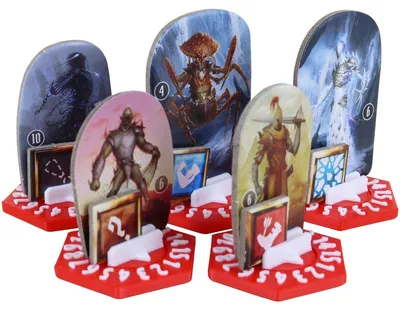 Immagine prodotto di 10 basi per dadi compatibili con Gloomhaven, Frosthaven e "Pranken des Löwen" (edizione Rot Weiß)