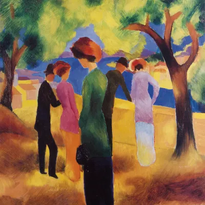 Zdjęcie produktu dla August Macke Art Print Obraz - Dama w zielonej kurtce, 1913 (100 x 100 cm)