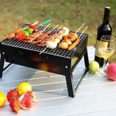 Produktbild von Kompakte Klappgrill aus Edelstahl schwarz 35x27x20 cm