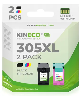 Produktbild von Kineco 305XL Druckerpatronen Multipack (Schwarz + Farbe) – Ersatz für HP 305/305 XL für HP DeskJet 2700/2710/2720, DeskJet Plus 4100/4120, Envy 6000/6010/6020, Pro 6400 – Hohe Ergiebigkeit
