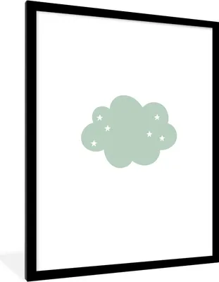 Produktbild von MuchoWow® Gerahmtes Poster Wolke - Mädchen - Jungen - Sterne - Pastell - Kind 60x80 cm - Poster mit Schwarzem Bilderrahmen Wandposter Rahmen Foto Bilder - Wohnzimmer - Dekorationen - Prämie