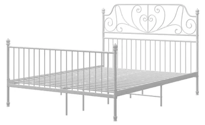 Produktbild von Metallbett für das Schlafzimmer, Doppelbett, Bettrahmen mit Lattenrost, pulverbeschichtet, Weiß, 140x200cm