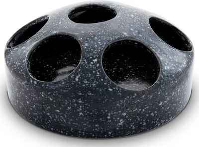 Produktbild von KERAZO 1,5 Liter Keramik Geflügeltränke mit 7 Öffnungen Hühnertränke Ententränke Futterschale Wasserschale Futterstation Wasserstation, 22x10 cm, grau-granit