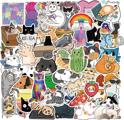 Produktbild von Niedliche Katzen Aufkleber Vinyl Aufkleber, 50 Stück Katzen-Aufkleber für Kinder, Kawaii Stickers, Wasserfeste Aufkleber, Cute Sticker für Scrapbooking, Laptop, Gepäck, Skateboard.