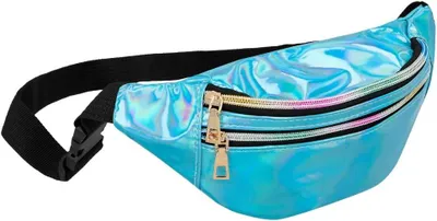 Produktbild von Gürteltasche holografisch, 2 Reißverschlusstaschen, verstellbar, für Festival