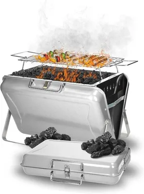 Immagine prodotto di Barbecue portatile per 4 persone, ideale per il campeggio e i picnic, a carbone