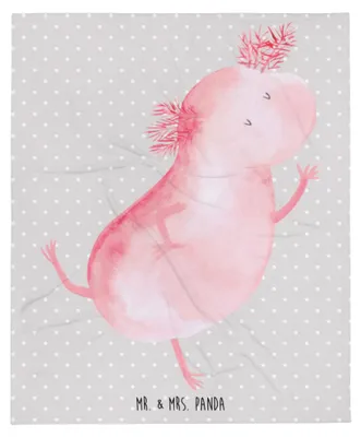 Produktbild von Mr. & Mrs. Panda Kuscheldecke Axolotl Tanzen - Grau Pastell - Geschenk, Freudig, Amphibie, Freundin, Decke, gut Gelaunt, Tagesdecke, Plaid, Mikrofaserdecke, Bettdecke