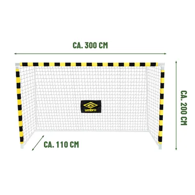Produktbild von Umbro Fußballtor 300 x 200 x 110 cm - Fußball Tor - Für Kinder und Erwachsene - Trainingszubehör - Metall - Schwarz/Gelb