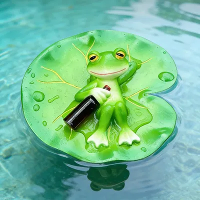 Froschfigur schwimmend, Kunstharz, grün, 13 cm, Teichdeko