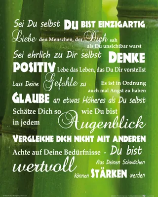 Produktbild von Inspiration Kunstdruck Bild - Du Bist Einzigartig, Bambus (50 x 40 cm)