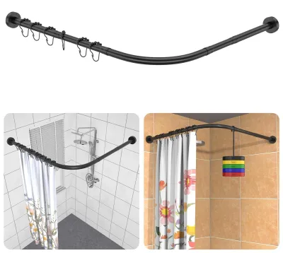Immagine prodotto di Solidchoice - Asta per tenda da doccia a forma di L, acciaio inossidabile, regolabile