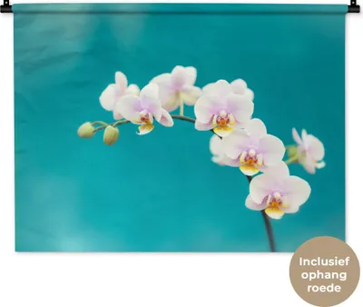 Produktbild von MuchoWow® Wandteppich Wandbehang Orchidee - Blumen - Pflanze - Weiß - Lila 90x67.5 cm Tapisserie Dekoration Wandtuch - Fototeppich - Wand-Skulpturen