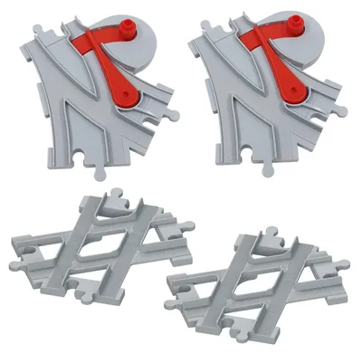 Productafbeelding van Bouwstenen treinrails set, 4 stuks. Speelgoedtreinrails, 4 stuks