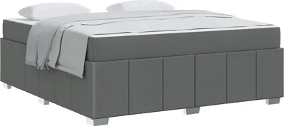 Image de vidaXL Cadre de lit avec matelas gris foncé 180 x 200 cm Tissu