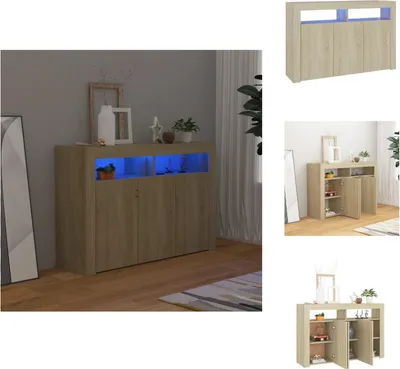 Obrázek produktu pro vidaXL Příborník s LED osvětlením Sonoma dub 115,5x30x75 cm - Příborníky