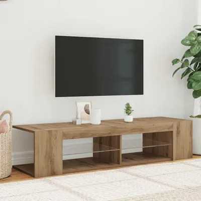 Imagen del producto de Mueble de TV con iluminación LED, estilo "Artisan" en roble, 90x39x30 cm