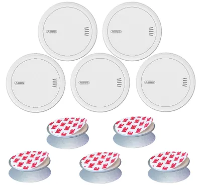 Produktbild von ABUS Rauchmelder PREFIRA 5 - Fehlalarm-Reduzierung - 5er Set + Magnetpads
