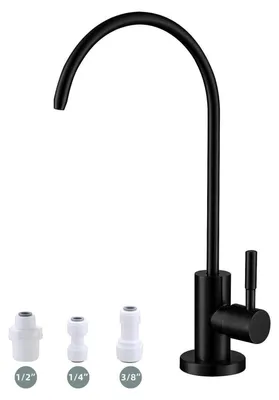 Image de Robinet d'eau potable, finition noir mat, sans plomb, pour système d'osmose inverse, cuisine, bar, évier, en acier inoxydable SUS304
