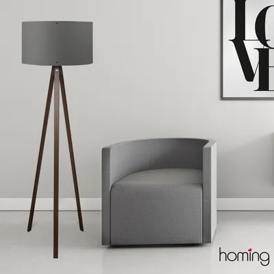 Produktbild von Opviq, Hochwertige Stehlampe, 140 cm, Grau, 100% MDF, PVC-Kappe, Durchmesser: 38 cm, E27 Fassung, Max 40 W, 150 cm Kabel | Skandinavisches Design für modernes Wohnen.